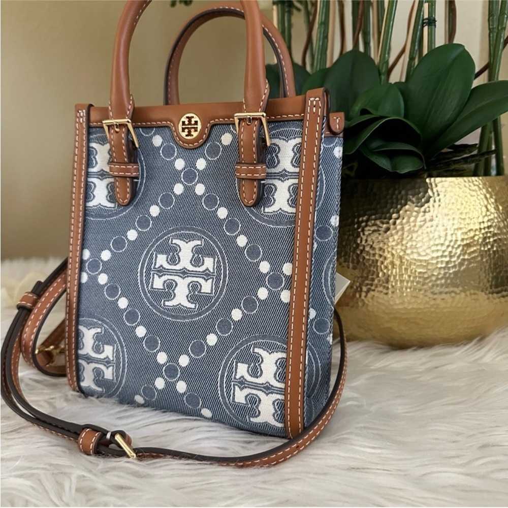 Tory Burch Mini T Monogram Denim Tote bag